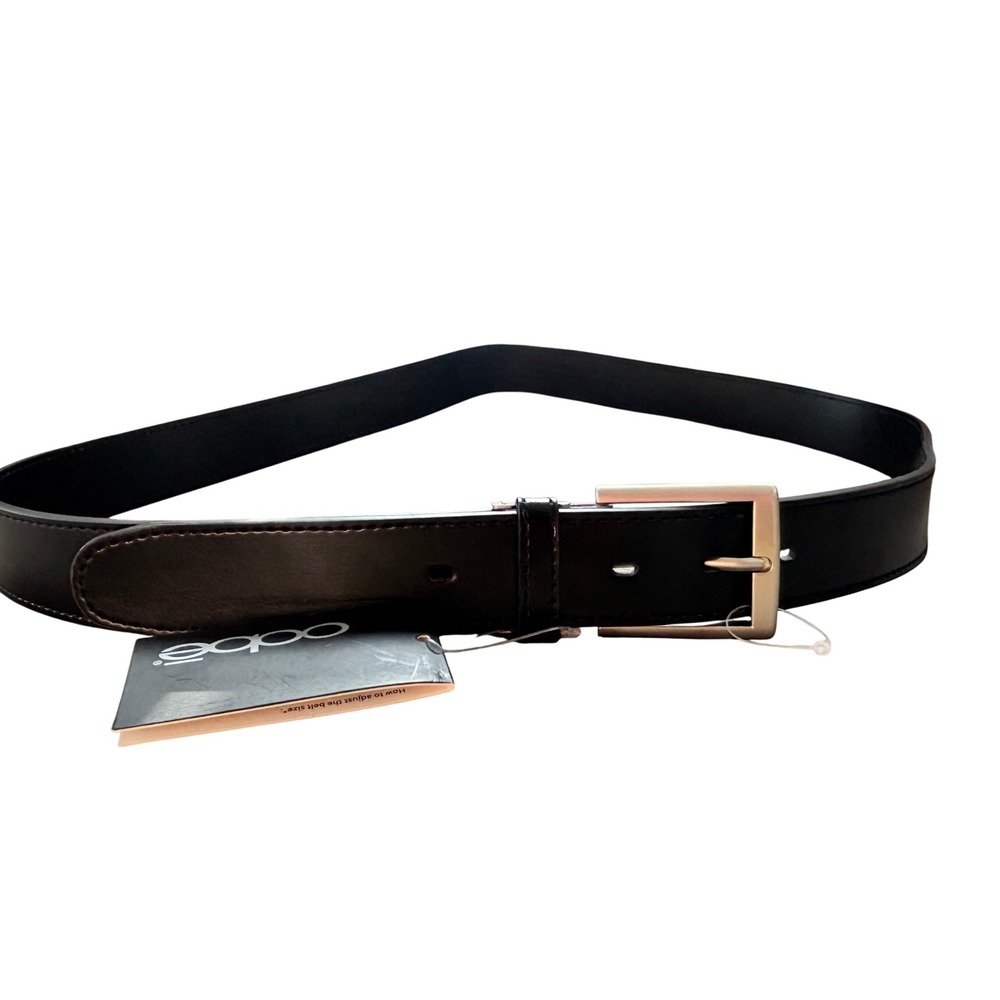 Oobe Barton Belt Men Medium Black Genuine Leather Silver Buckle OB7900 NEW